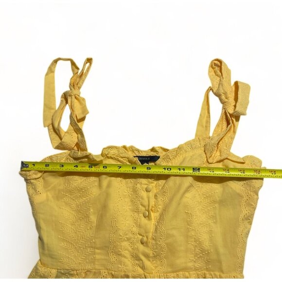 Forever 21 Juniors' Yellow Embroidered Lace Button Front Sleeveless Blouse - Picture 7 of 9